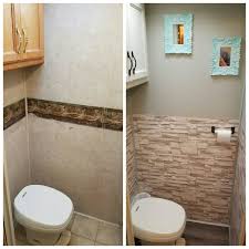 Camper Bathroom Remodel I Think I Can Get Those Peel And Stick Glass Tiles And Have A Custom Tile Effect Camper Bathroom Camping Trailer Remodeled Campers