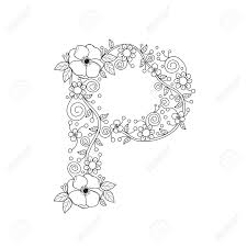 Even parrot can repeat whole alphabet after our coloring pages with letters! Floral Alphabet Letter P Coloring Book For Adults Vector Illustration Hand Drawn Doodle Style Royalty Free Cliparts Vectors And Stock Illustration Image 100203637