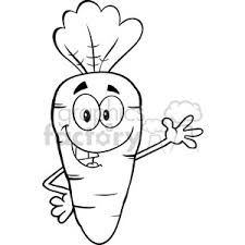 Carrot svg vector illustration graphic art design format. Royalty Free Rf Clipart Illustration Black And White Smiling Carrot Cartoon Character Waving For Greeting Clipart Commercial Use Gif Jpg Png Eps Svg Ai Pdf Clipart 390144 Graphics Factory