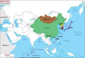 Map Showing The Geographic Location Of Countries In Eastern Asia Region East Asia Map Asia Map Singapore Map