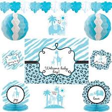 Blue Safari Baby Shower Room Decorating Kit Party City Safari Baby Shower Baby Boy Shower Party Indian Baby Shower Decorations