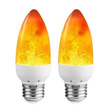 Ledera Led Flame Light Bulb 2 Pack E26 Led Flickering Flame Effect Light 1300k Emulation Candelabra Bulb For Decoration Candle Bulbs Candle Flames Lamp