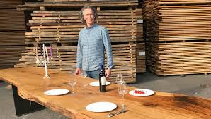 I then clamped the plywood to my work table with the first edge i wanted to trim hanging over the side, and used the jigsaw to cut down the line i'd marked. Custom Table Top Wood Table From Hugo Kampf