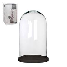 mica decorations hella glazen stolp op bord zwart maat in cm 38 x 23 borden woonaccessoires glas