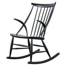 Illum Wikkelso Black Rocking Chair Denmark 1950 S Mid Century Modern Finds Modern Rocking Chair Rocking Chair Antique Rocking Chairs