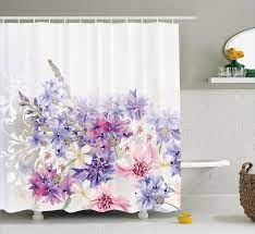 Burma Pink Purple Flowers Single Shower Curtain In 2021 Lavender Bathroom Decor Lavender Shower Curtain Flower Shower Curtain