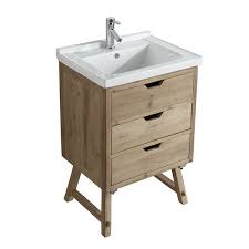 D bath vanity in white with porcelain vanity top in white with white basin with 39 reviews and the design element marian 24 in. Design Element Fredric 24 In Natural Single Sink Bathroom Vanity With White Porcelain Top Dec4010 A 1 Rona