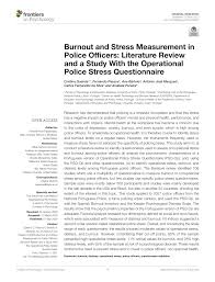 Faites votre choix parmi les nombreuses scènes similaires. Pdf Burnout And Stress Measurement In Police Officers Literature Review And A Study With The Operational Police Stress Questionnaire