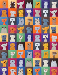 This easy cat quilt block pattern displays the silhouette of a kitty within a frame. Cats Quilt Pattern Shiny Happy World