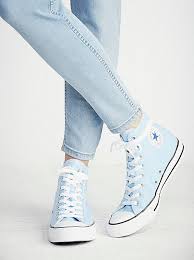 Black And Blue Converse High Tops Sky Blue Converse Sneakers Fashion Blue Sneakers Hi Top Converse