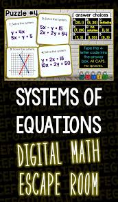 Systems Of Linear Equations Digital Math Escape Room Algebra Activities Teaching Algebra Algebra Resources
