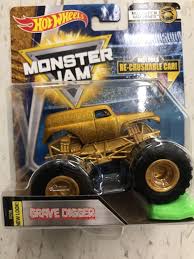 Grave Digger All Gold Monster Jam 1 55 Hot Wheels 1 Of 3 Vhtf Golden Machines Monster Jam Hot Wheels Monster