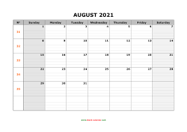 free download printable august 2021 calendar large box grid space for notes