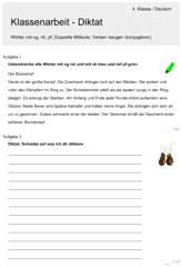 Die diktate, die sich vor allem für die grundschule eignen, versuchen kleine spannende geschichten zu erzählen, die den kindern spaß machen. Klassenarbeit Zu Diktat Klassenarbeiten Diktat Uben Erste Klasse
