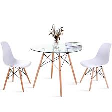 Modern Round Glass Dining Table And Chair Set Of 4 Retro Style Small Round Table With Meta Glass Round Dining Table Glass Dining Table Glass Dining Room Table