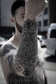 Grey ink mandala flower tattoo design. Get Forearm Mandala Tattoo Men Small Gif Tattoo Art