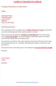Candidate first and last name candidate address city, state, zip. Job Offer Letter Sample Letters And Examples Word Pdf