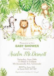 Safari Jungle Animals Baby Shower Boy Green Forest Invitation Zazzle Com Jungle Animal Baby Shower Invitations Jungle Animals Baby Shower Animal Baby Shower Invitations