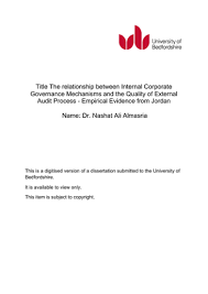 Copyright © 2016, 2013 john wiley & sons ltd. Title The Relationship Between Internal Corporate Governance Mechanisms And The Quality Of External Audit Process Empirical Ev