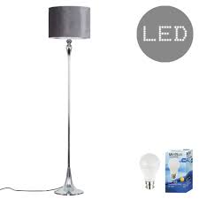 There are 1524 grey floor lampshade for sale on etsy, and they cost $35.71 on average. Modern Polished Chrome Spindle Design Floor Lamp With A Large Grey Velvet Cylinder Light Shade Complete With A 10w Led Gls Bulb 3000k Warm White Buy Online In Botswana At Botswana Desertcart Com