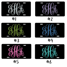 Monogrammed Front License Plate With 6 Different Glitter Font Colors to  Choose From, Custom Plate, Vanity Plate, for Her, Personalized, 4101