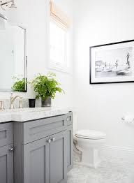 Timeless, classic and with lots of shades, it can fit any room and suit any décor style. Gray Vanity With Carrera Marble Herringbone Floor Transitional Bathroom Benjamin Moore Chelsea Gray Bathroom Inspiration Gray Vanity Bathroom Design