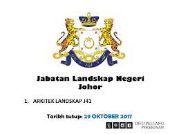 14 hari bagi projek persekutuan, 7 hari di pejabat tanggungjawab (jabatan landskap negeri johor) dan 7 hari di akauntan negara johor, dari terimaan. Jawatan Kosong Jabatan Landskap Negeri Johor