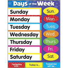 Days Of The Week Chart 3 60 Schoolbooksdirect 10 Off
