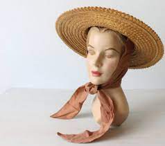 Wide Brimmed Straw Hats That Tie Under The Chin 1940s Hats For Women Hats Vintage Stylish Hats