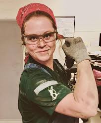 Here's “Rosie the Miner”—the grand prize winner of our annual photo contest  at Barrick. “I was wearing my red bandana, and when I looked in the mirror,  I felt very 'Rosie the