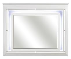 Allura White Wood Dresser Mirror With Led Lighting By Homelegance