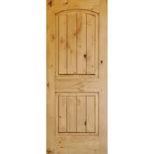 Krosswood Doors 24 In X 96 In Rustic Knotty Alder 2 Panel Top Rail Arch V Groove Unfinished Wood Wood Doors Interior Wood Front Doors Prehung Interior Doors