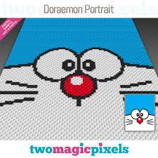 Doraemon Portrait Crochet Graph C2c Mini C2c Sc Hdc Dc Tss Cross Stitch Knitting Pdf Download No Counts Instructions