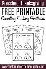 Free printable turkey feather coloring pages. Free Printable Counting Thanksgiving Preschool Worksheets