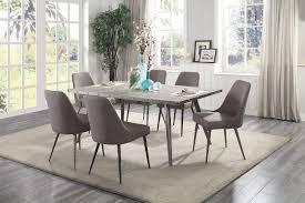 Homelegance He 5626 70 7pc 7 Pc Palladium Gray Tone Metal Legs Grey Top Dining Table Set Mid Century Dining Room Set Dining Room Sets Mid Century Dining Room