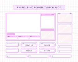 Pink Pop Up Full Twitch Pack Streamer Pack Panels Overlays Alerts Animated Screens Twitch Streaming Setup Twitch Streamers