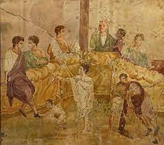 The ancient romans thought that the ideal number of guests for a dinner party were between three, for the number of graces,to nine, for the number of muses. Roman Fresco Google Search Roman Art Ancient Rome Ancient Roman Food
