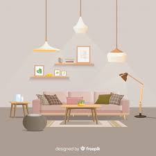 Free Vector Modern Home Interior Decoration With Flat Design