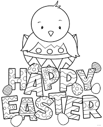 Here's a list of my favorite adorable printable easter coloring pages! Free Coloring Page Happy Easter With A Little Chick