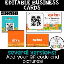There is space to add the teacher name at the left and in the background of the business card you can place a qr code with. Business Cards Free Editable Vipkid By Kenneson S Kreations