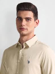 Buy U.S. Polo Assn. Brown Cotton Slim Fit Shirt for Mens Online @ Tata CLiQ