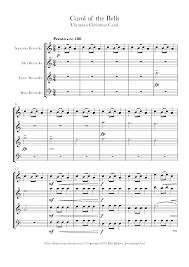 This download includes sheet music (pdf) for the cello and the piano accompaniment part. Carol Of The Bells Sheet Music For Recorder Quartet 8notes Com
