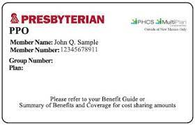 Your member id number is displayed on the left side above your name. Insurance Card Presbyterian Health Plan Inc