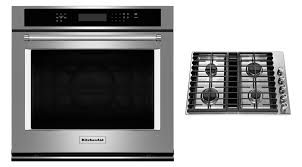 Bending to insert or remove food isn't necessary if you install your wall oven high enough. Kitchenaid Wall Oven Cooktop Appliance Package Cooktop Kcgd500gss Single Wall Oven Kose500ess Canadian Appliance Source