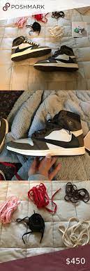 Travis Scott Jordan 1 High I Ve Worn Them Like 5ish Times No Box Bc I Want To Keep It And It Has A Pair Of Crease Pro Travis Scott Jordans For