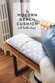 Diy Modern Bench Cushion With Leather Straps Modern Bench Cushion Bench Cushions Modern Bench