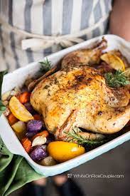 Lemon Roasted Chicken Recipe With Rosemary Herbs White On Rice Recipe Lemon Roasted Chicken Roast Chicken Dinner Chicken Recipes