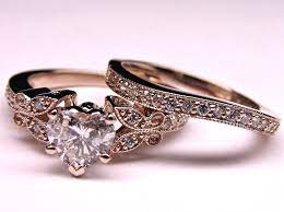 Engagement Ring Heart Shape Diamond Butterfly Vintage Engagement Ring Setting Matching Wedding Band 0 37 Tcw In Rose Gold Moda Taki Vintage Yuzukler Alyans