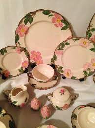 Reserved For Bobby Vintage Franciscan Desert Rose Dinnerware Set For Six 36 Pieces Hand Decorated Earthenware Collectible Franciscan Desert Rose Desert Rose Dishes Dinnerware Set