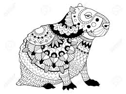 El carpincho es el roedor vivo más grande del mundo. Ilustracion De Vector De Libro Para Colorear De Carpincho Ilustraciones Vectoriales Clip Art Vectorizado Libre De Derechos Image 74053767